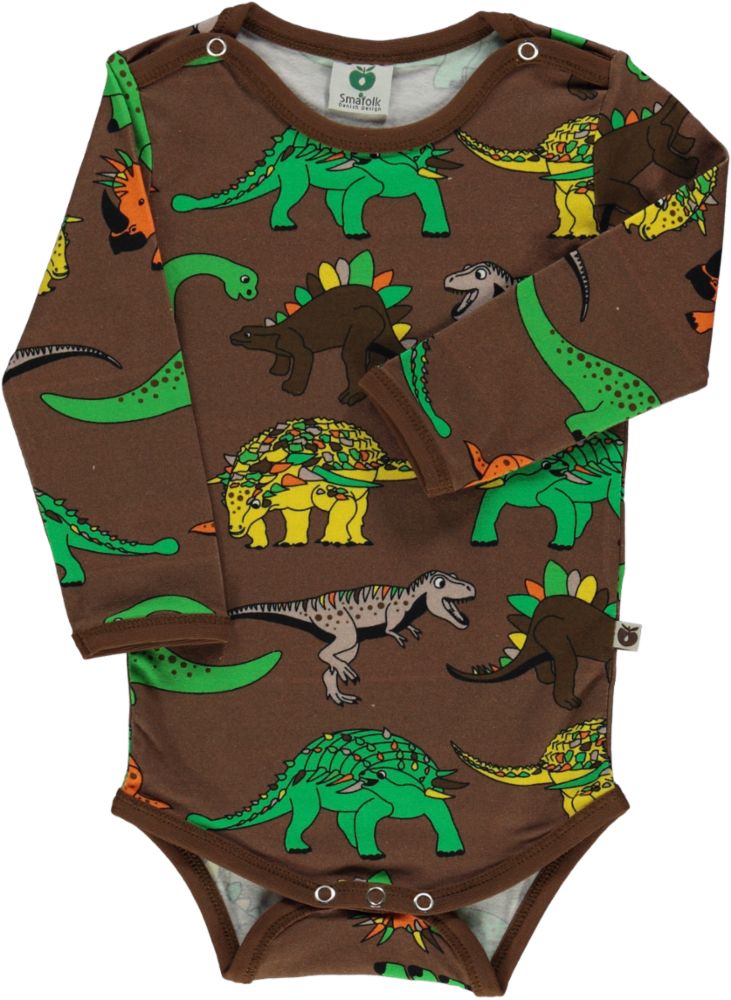 Long-sleeved baby body with dinosaurs