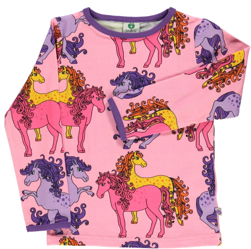 Long-sleeved top with horses