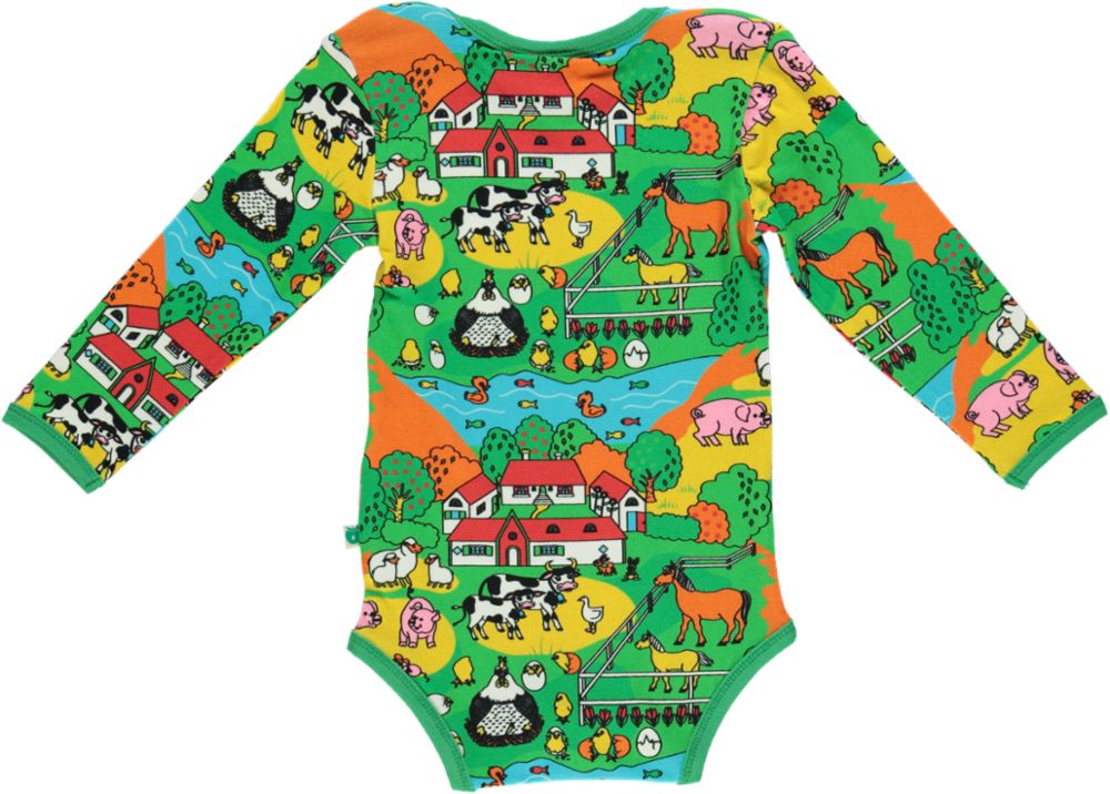 Long-sleeved baby body with farm