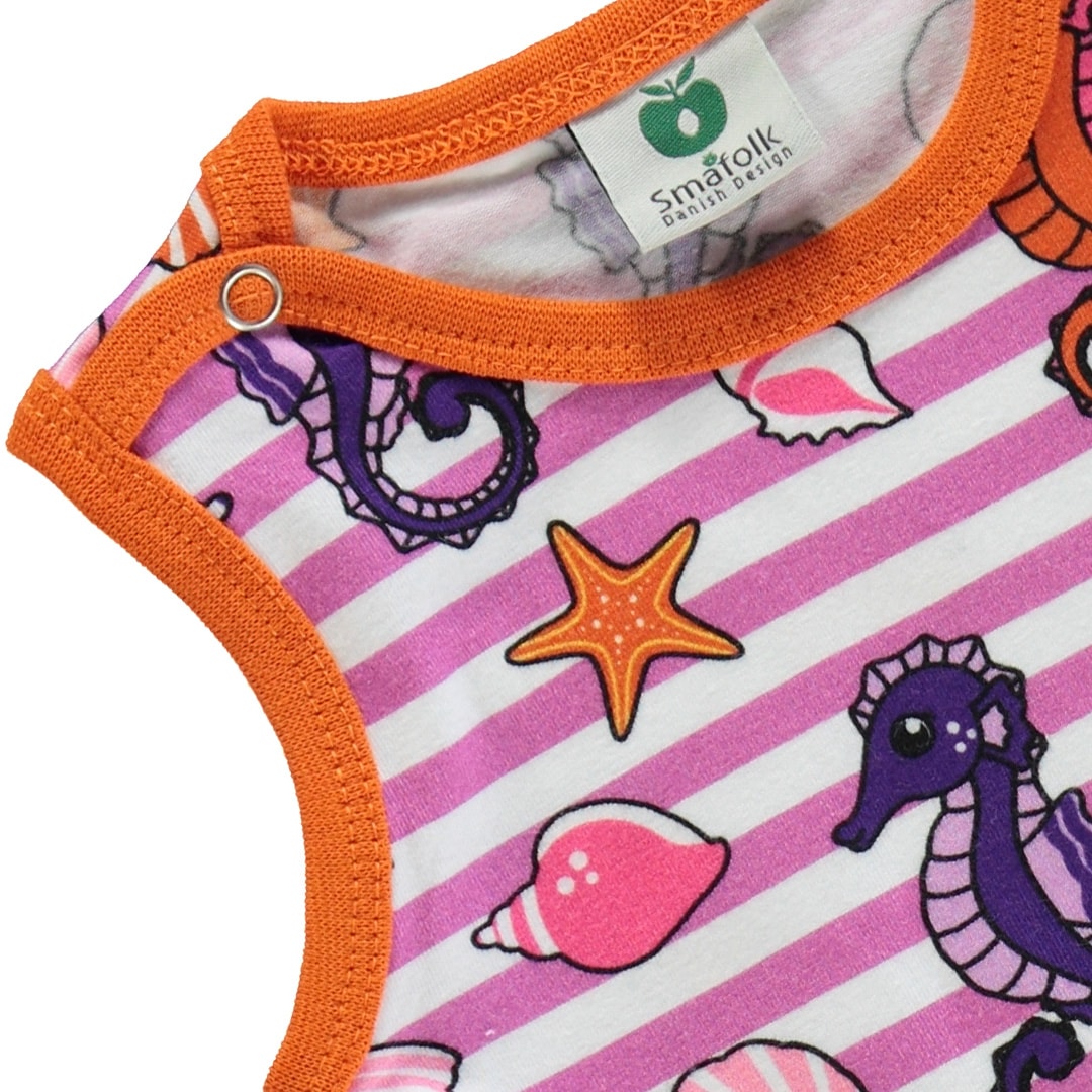 Sleeveless baby suit with seahorses