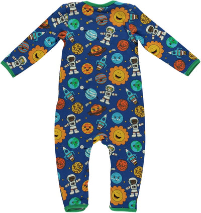 Long-sleeved baby suit with space and planets