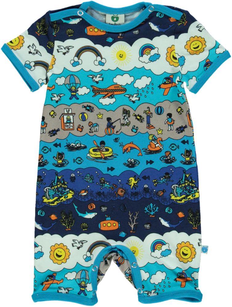 Short-sleeved baby suit with beach