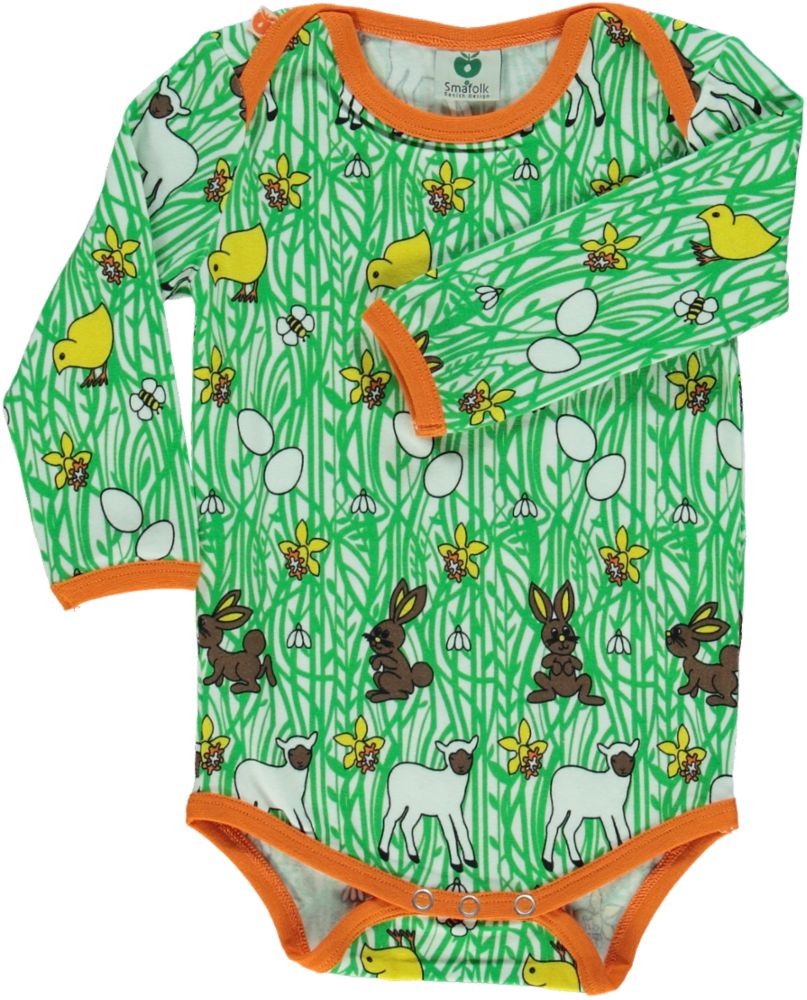 Long-sleeved baby body with easter print