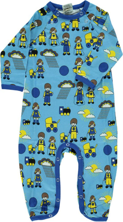 Long-sleeved baby suit with kids playing