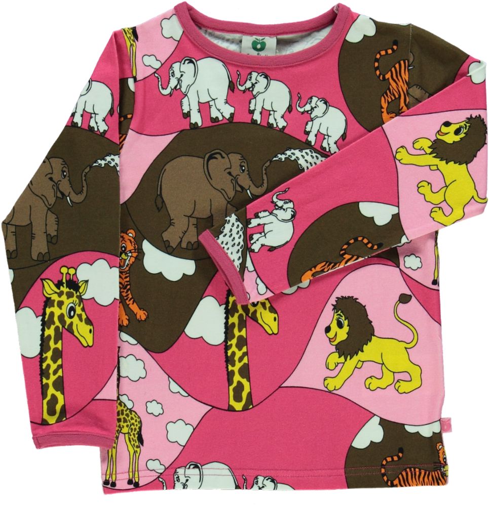 Long-sleeved top with zoo animals