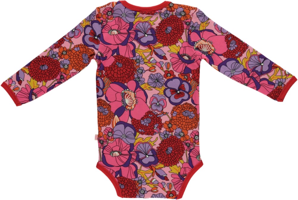 Long-sleeved baby body with flowers