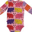 Long-sleeved baby body with elephants