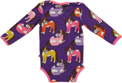 Long-sleeved baby body with horses