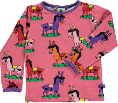 Long-sleeved blouse with donkeys