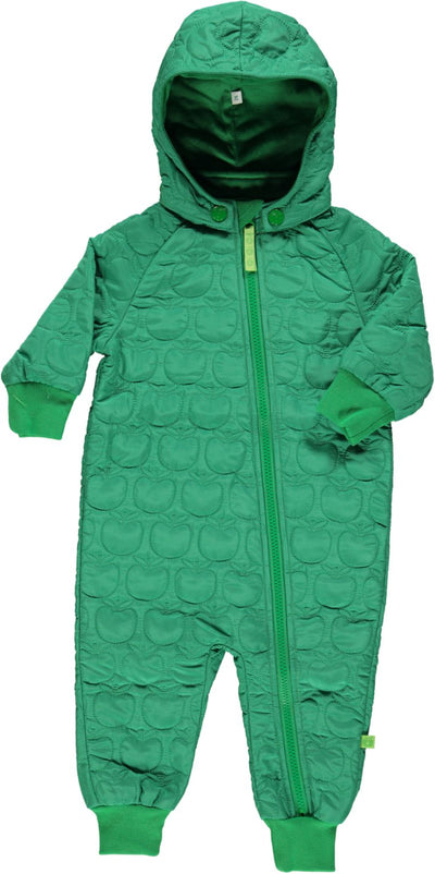 Quilted thermo suit for baby with apples
