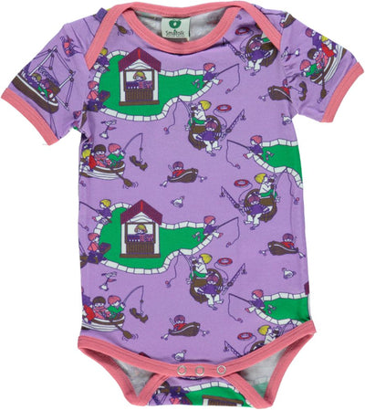 Short-sleeved baby body with boats