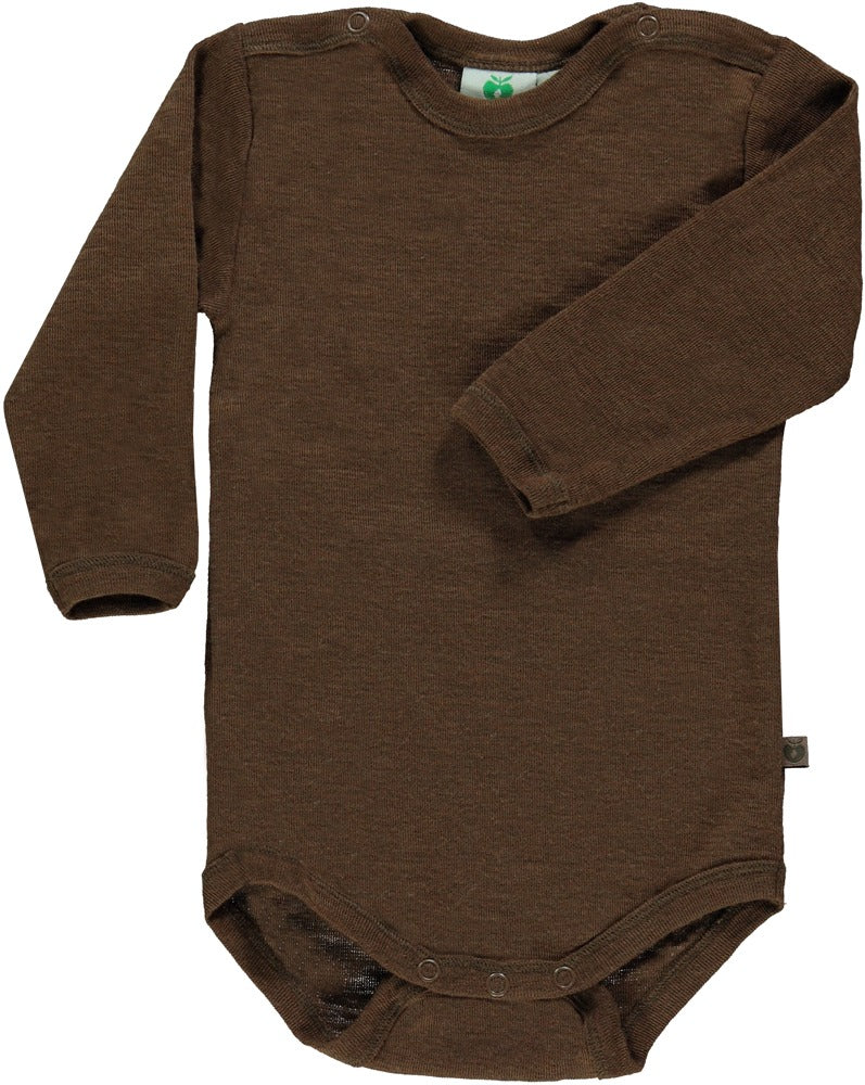 Long-sleeved baby body in merino wool