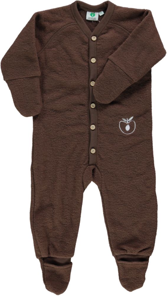 Long-sleeved baby suit in wool fleece