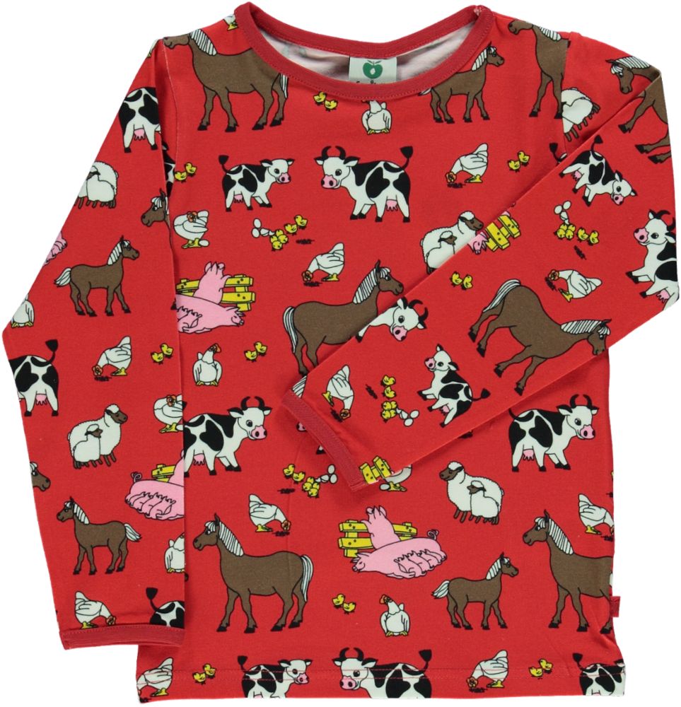 Long-sleeved blouse with farm animals