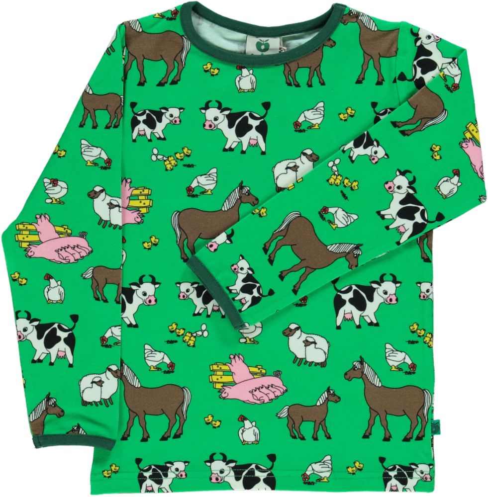 Long-sleeved blouse with farm animals