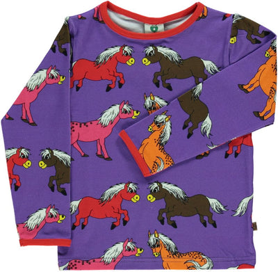 Long-sleeved blouse with horses