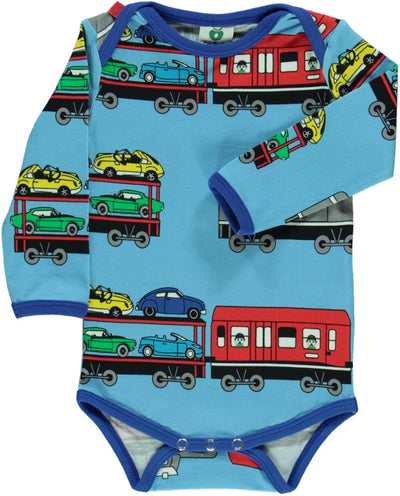 Long-sleeved baby body with trains