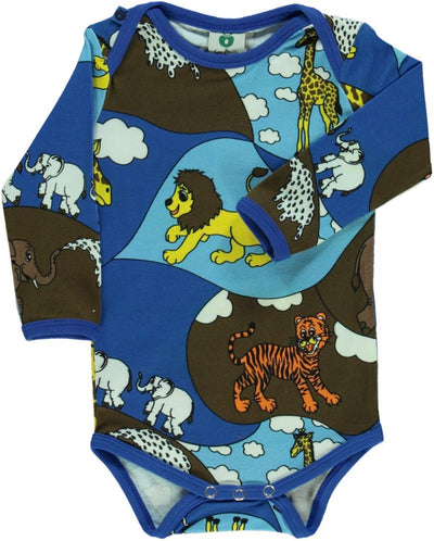Long-sleeved baby body with zoo