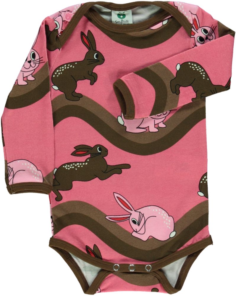 Long-sleeved baby body with rabbits