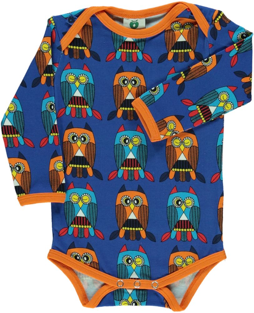 Long-sleeved baby body with owls