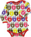 Long-sleeved baby body with retro apples