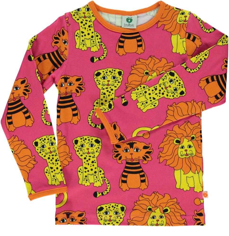 Long-sleeved blouse with lion, tiger and leopard