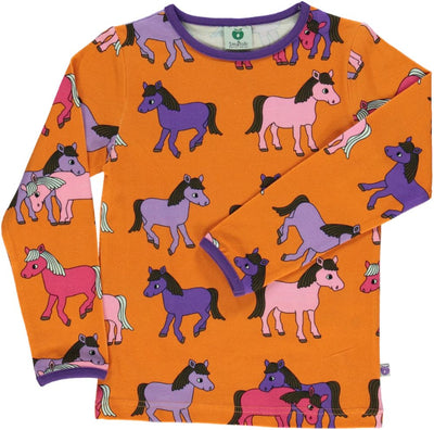 Long-sleeved top with horses
