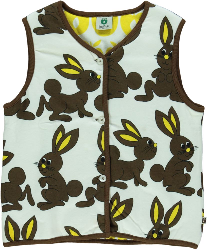 Reversible padded vest rabbit/apple