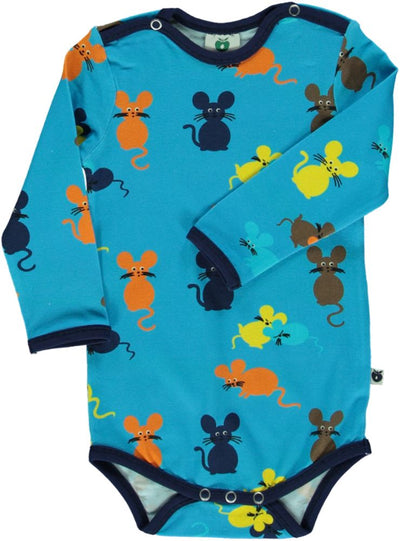 Long-sleeved baby body with mice