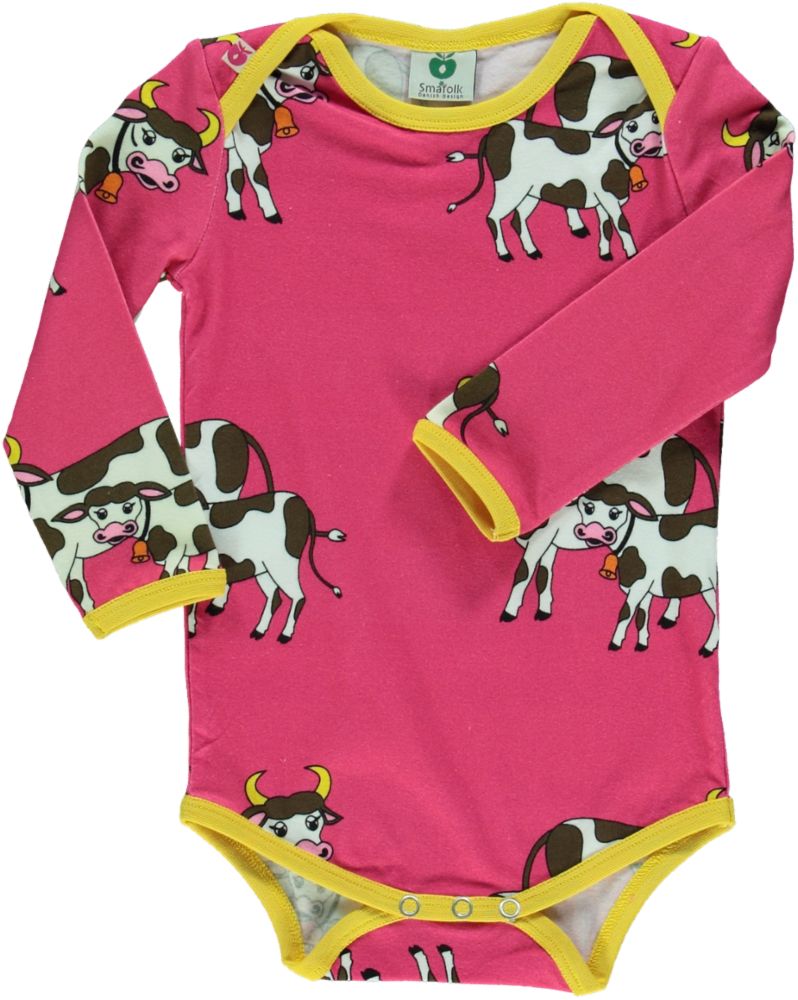 Long-sleeved baby body with cows