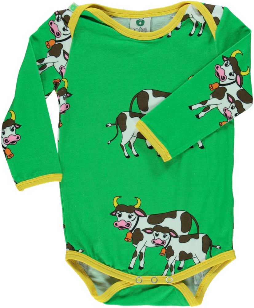 Long-sleeved baby body with cows