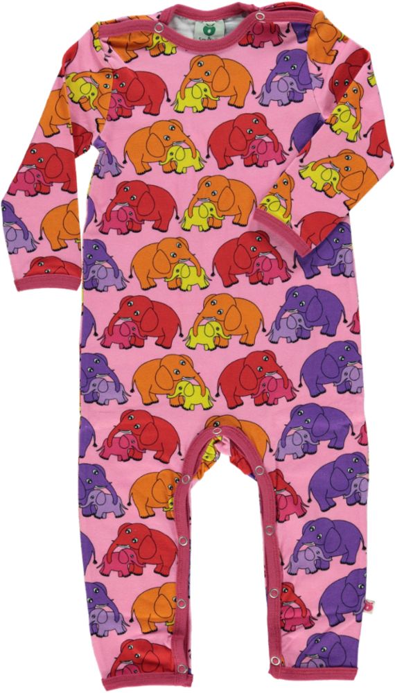 Long-sleeved baby suit with elephants