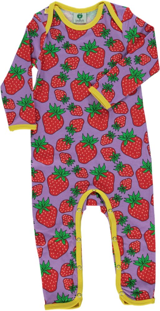 Long-sleeved baby suit with strawberries