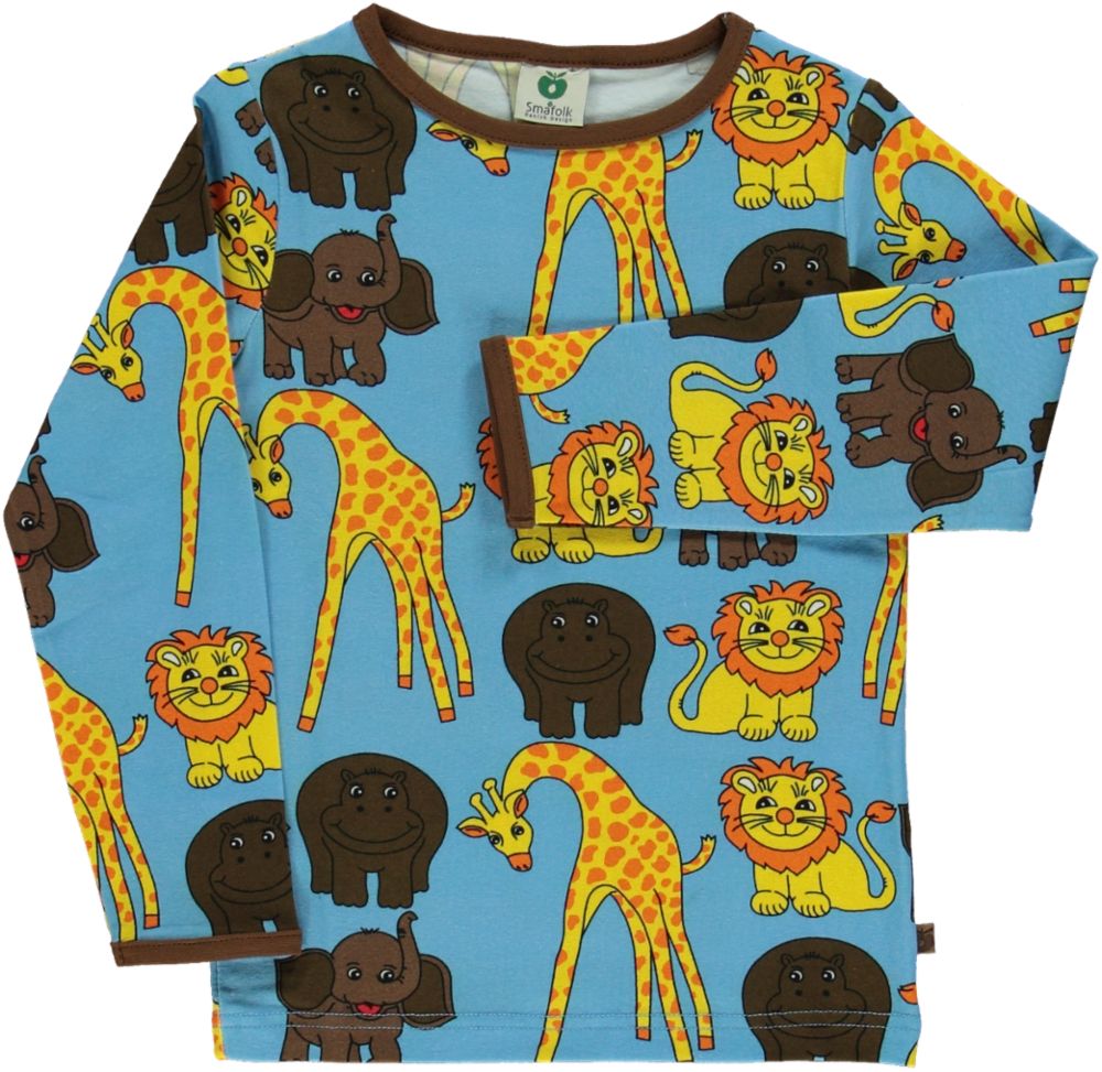 T-shirt LS. with Giraf, Lion, Hippo & Elephant