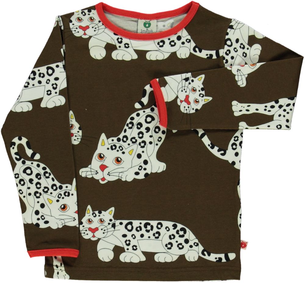 Long-sleeved blouse with snow leopard