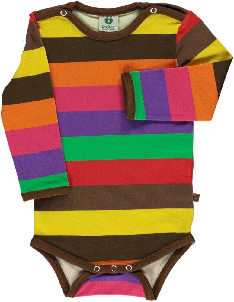 Long-sleeved baby body with stripes