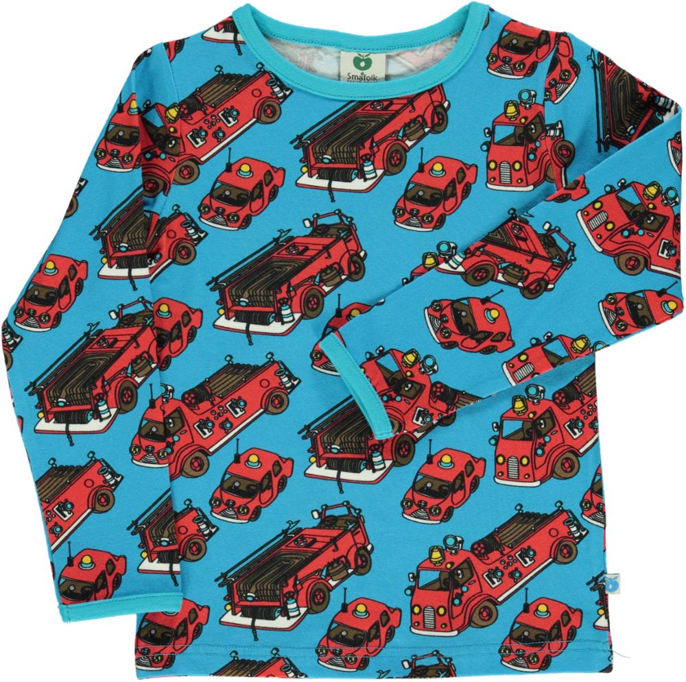 Long-sleeved blouse with fire truck