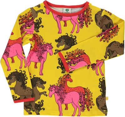 Long-sleeved top with horses