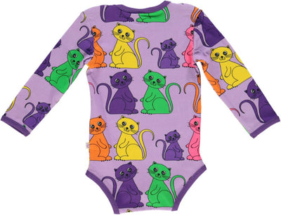 Long-sleeved baby body with cats