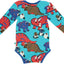 Long-sleeved baby body with dinosaurs