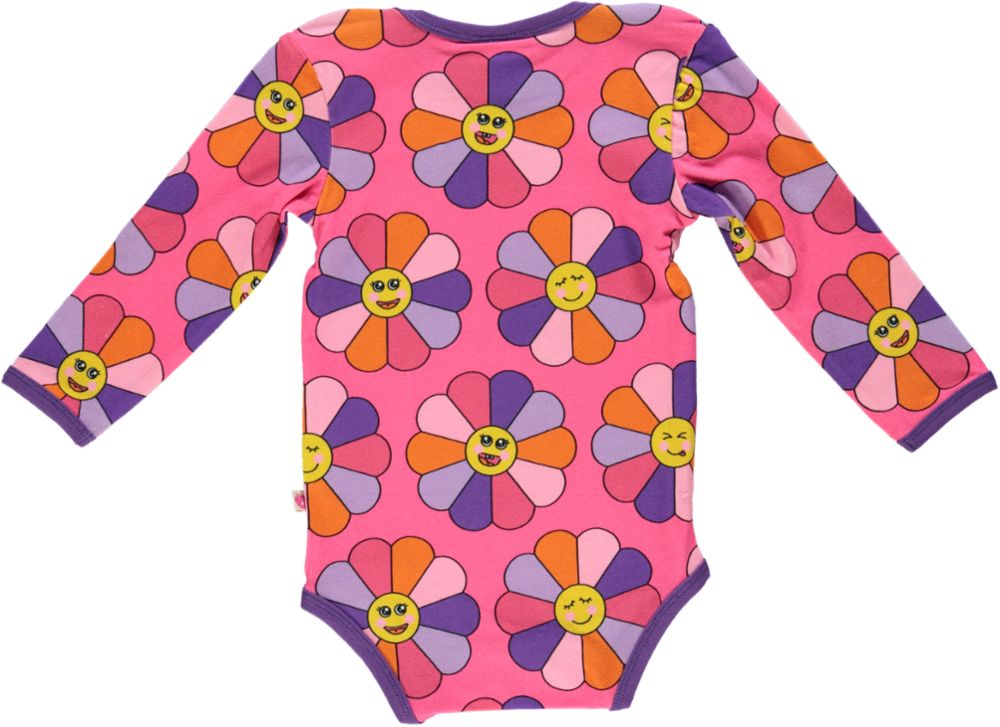 Long-sleeved baby body with flowers