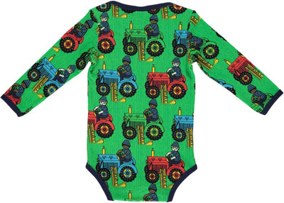 Long-sleeved baby body with tractors