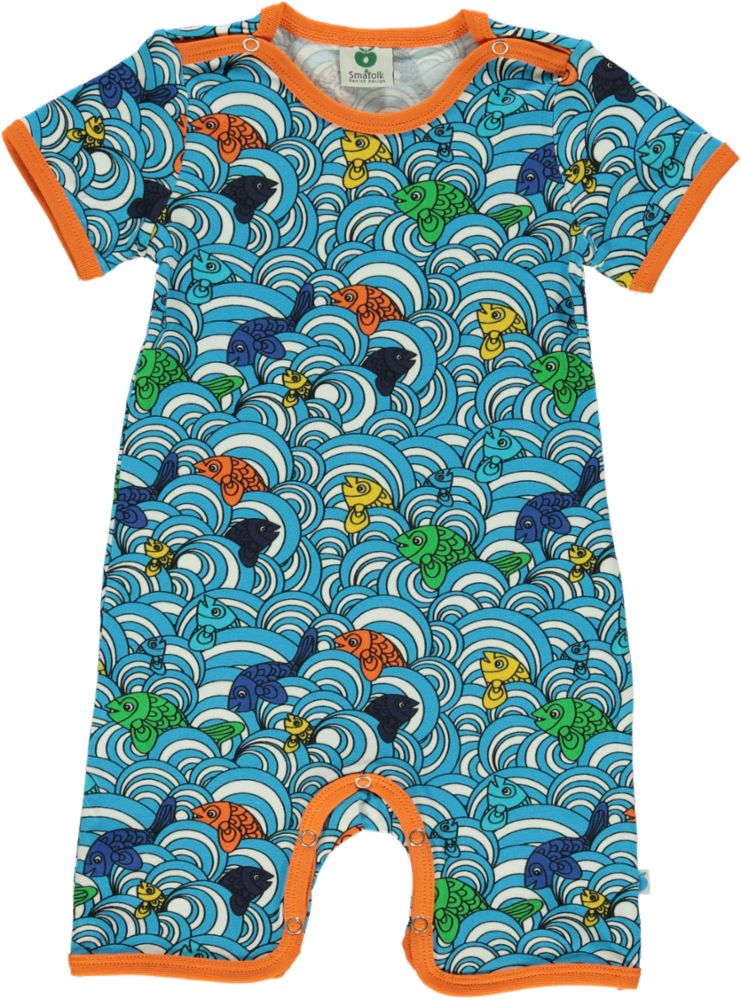 Short-sleeved baby suit with fish