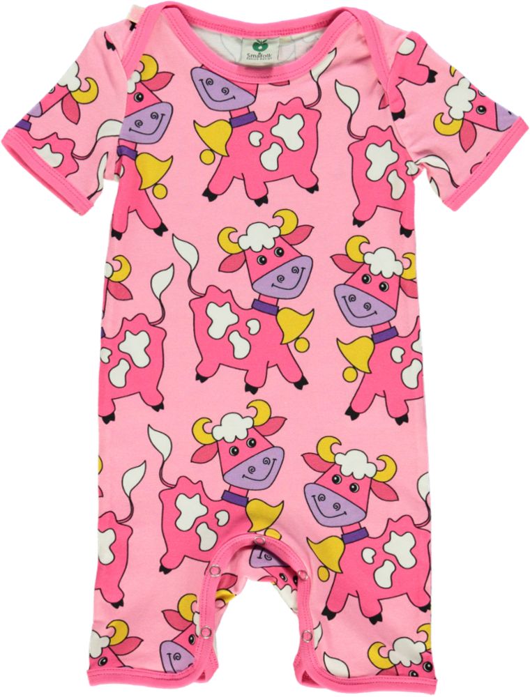 Short-sleeved baby suit with cows
