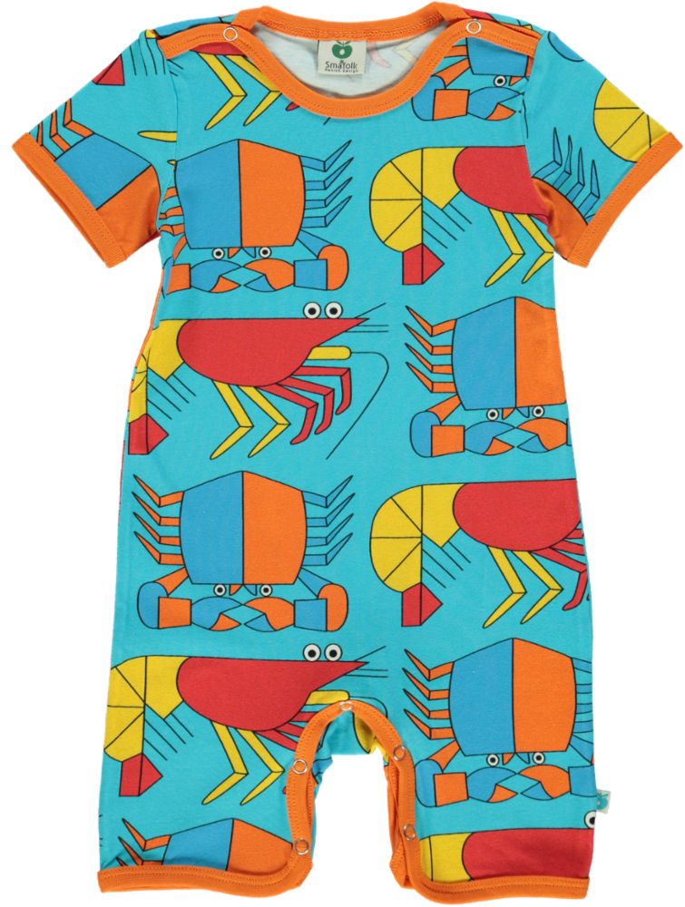 Short-sleeved baby suit with crustaceans