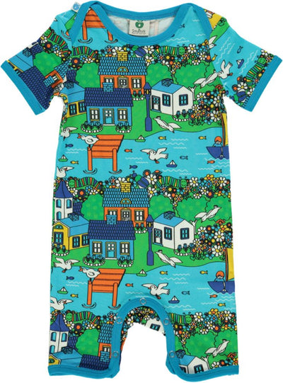 Short-sleeved baby suit with summer landscape
