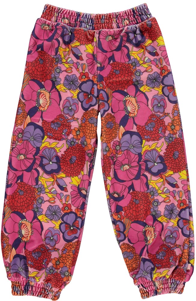 Velvet trousers with retro flowers