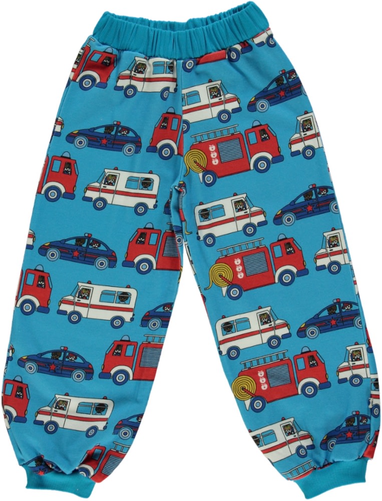 Sweatpants with emergency vehicles