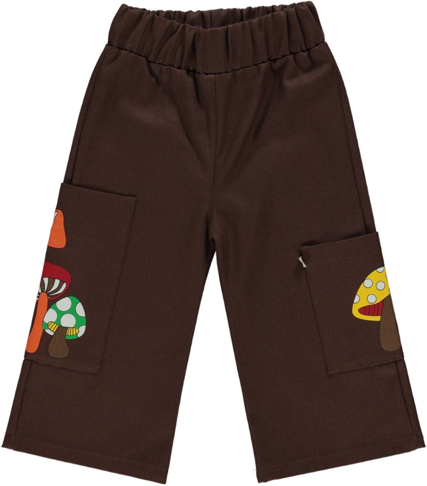 Canvas trousers with mushrooms