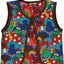 Reversible vest with retro mushrooms